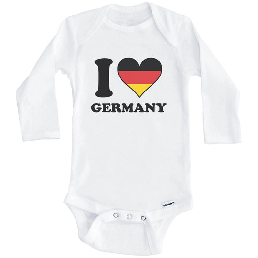 I Love Germany German Flag Heart Baby Onesie (Long Sleeves)