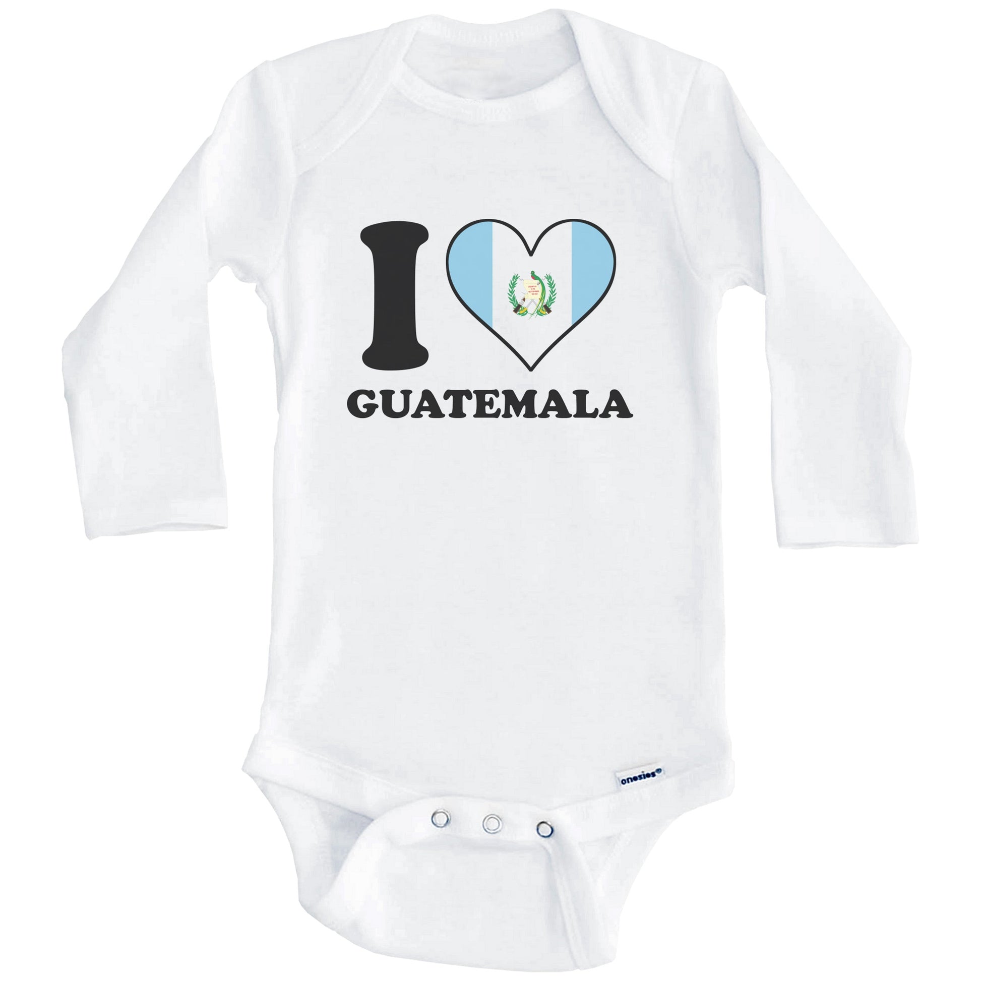 I Love Guatemala Guatemalan Flag Heart Baby Onesie (Long Sleeves)