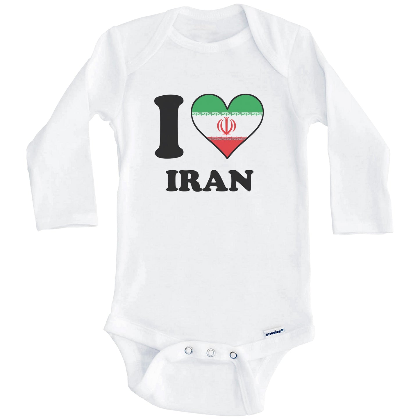 I Love Iran Iranian Flag Heart Baby Onesie (Long Sleeves)