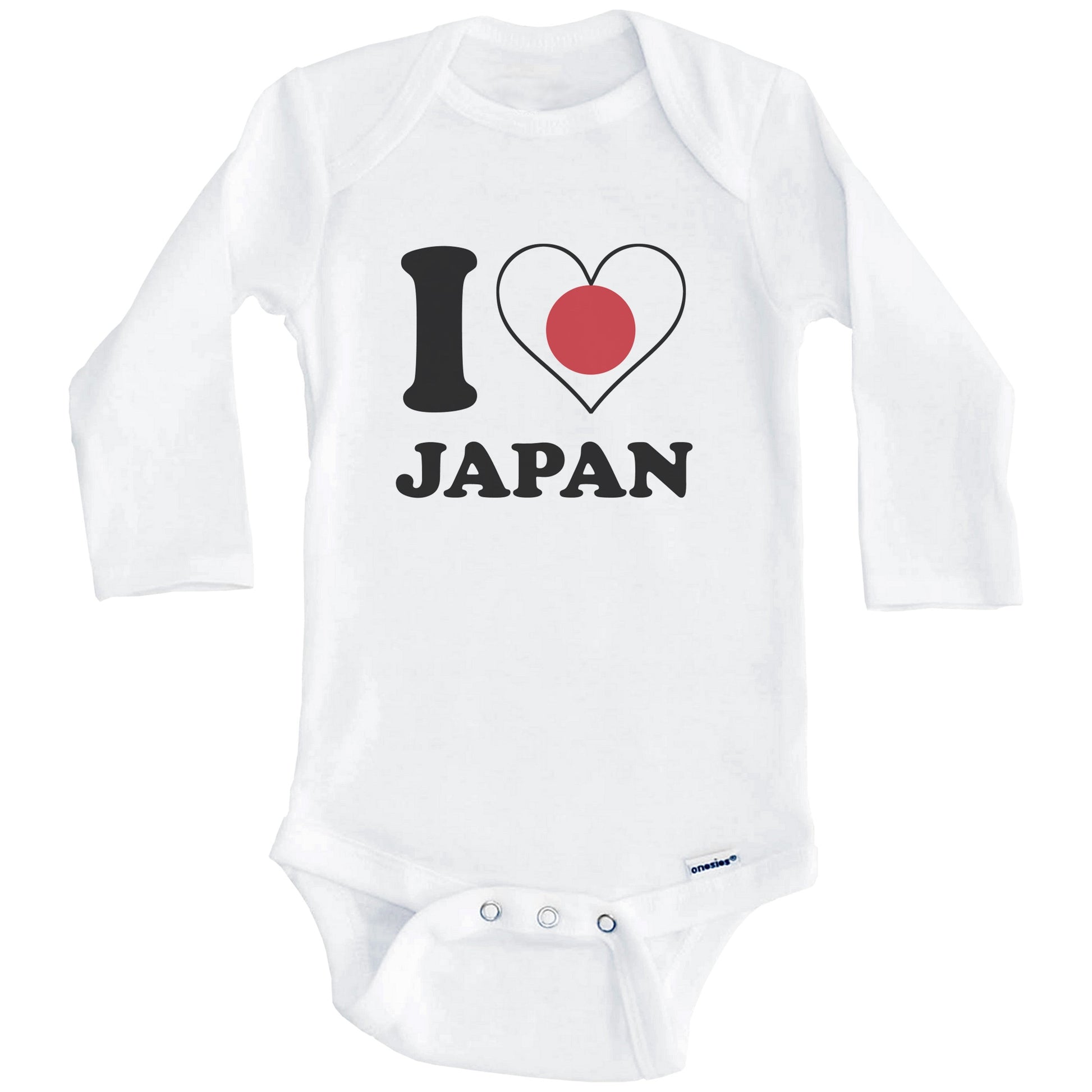I Love Japan Japanese Flag Heart Baby Onesie (Long Sleeves)