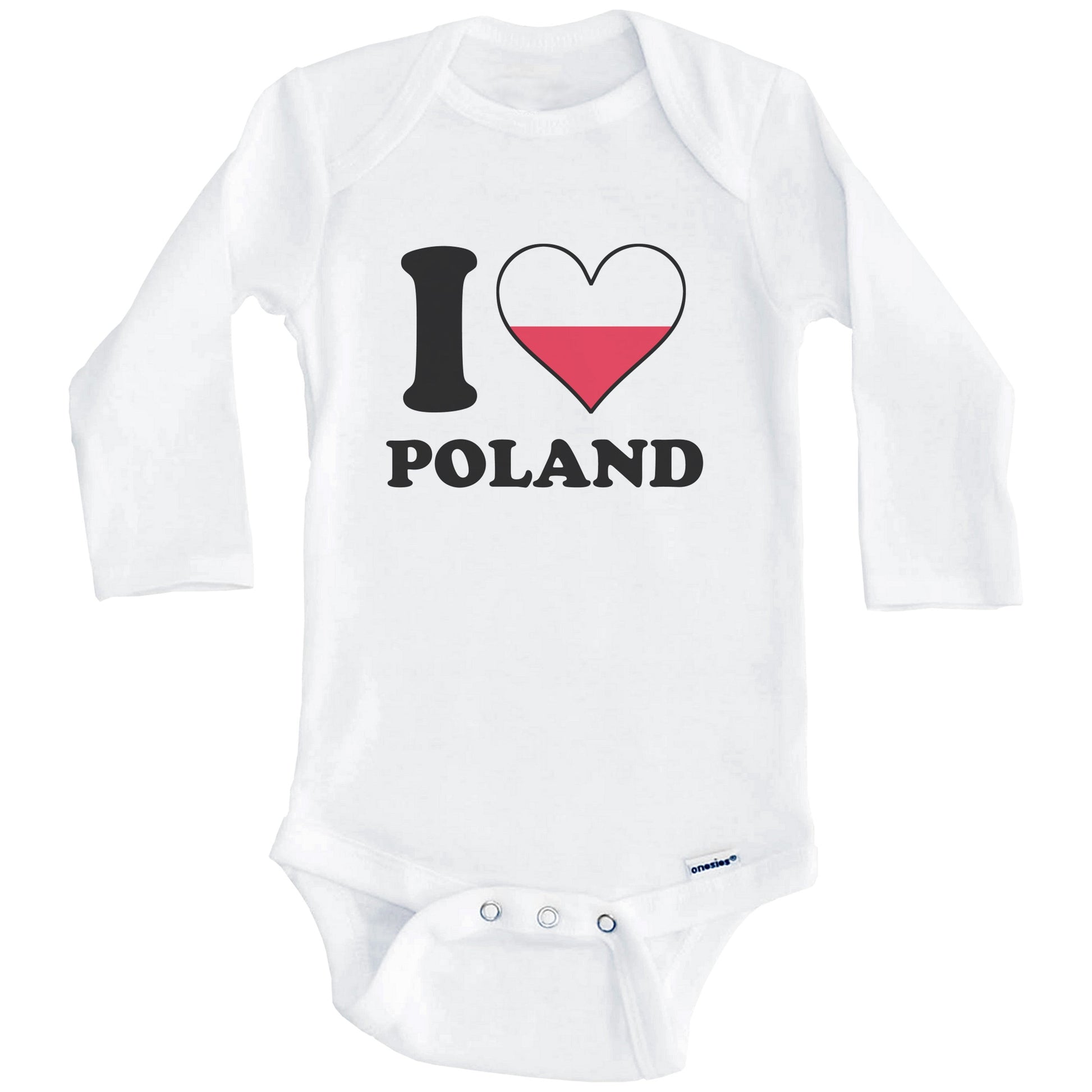I Love Poland Polish Flag Heart Baby Onesie (Long Sleeves)