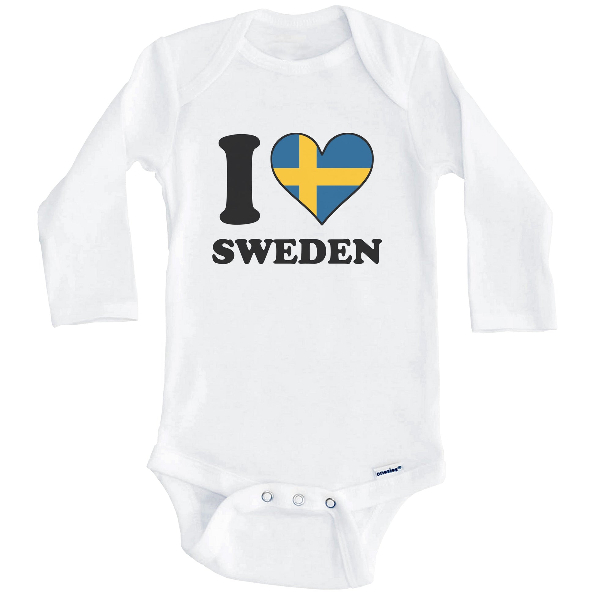 I Love Sweden Swedish Flag Heart Baby Onesie (Long Sleeves)