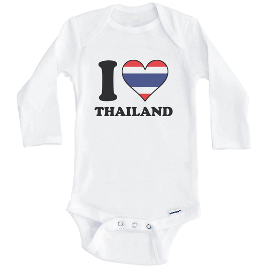 I Love Thailand Thai Flag Heart Baby Onesie (Long Sleeves)