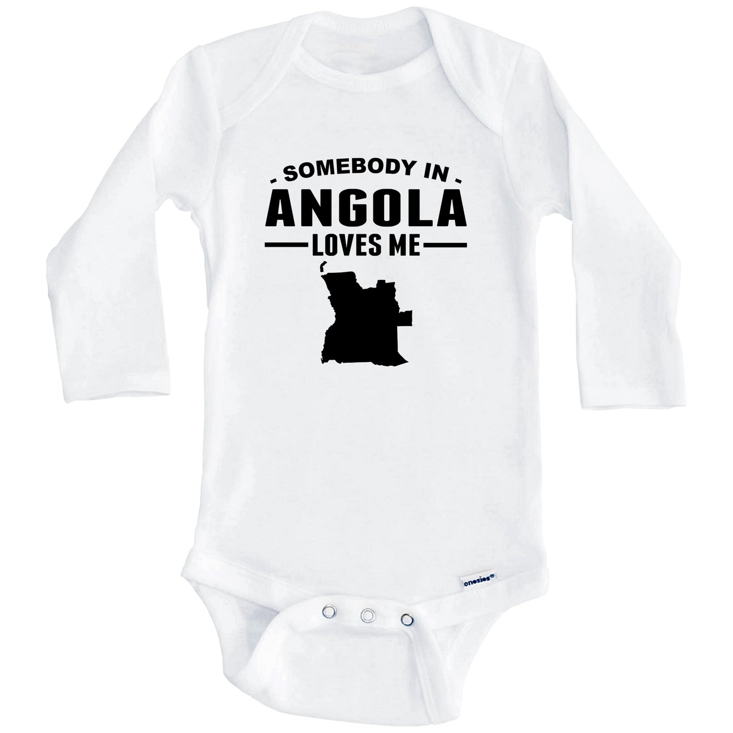 Somebody In Angola Loves Me Baby Onesie (Long Sleeves)