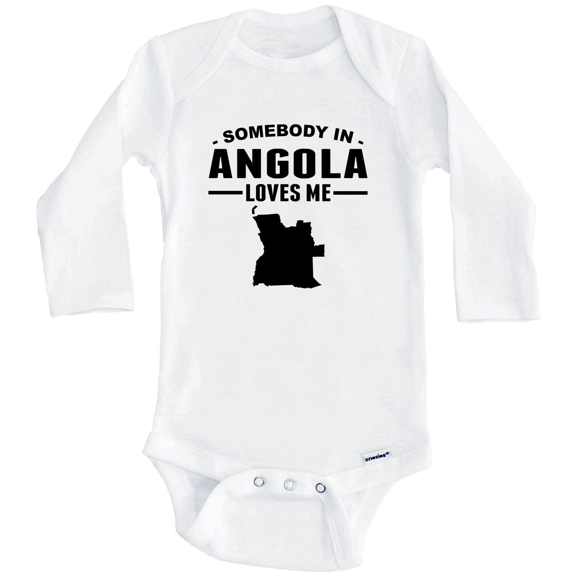 Somebody In Angola Loves Me Baby Onesie (Long Sleeves)