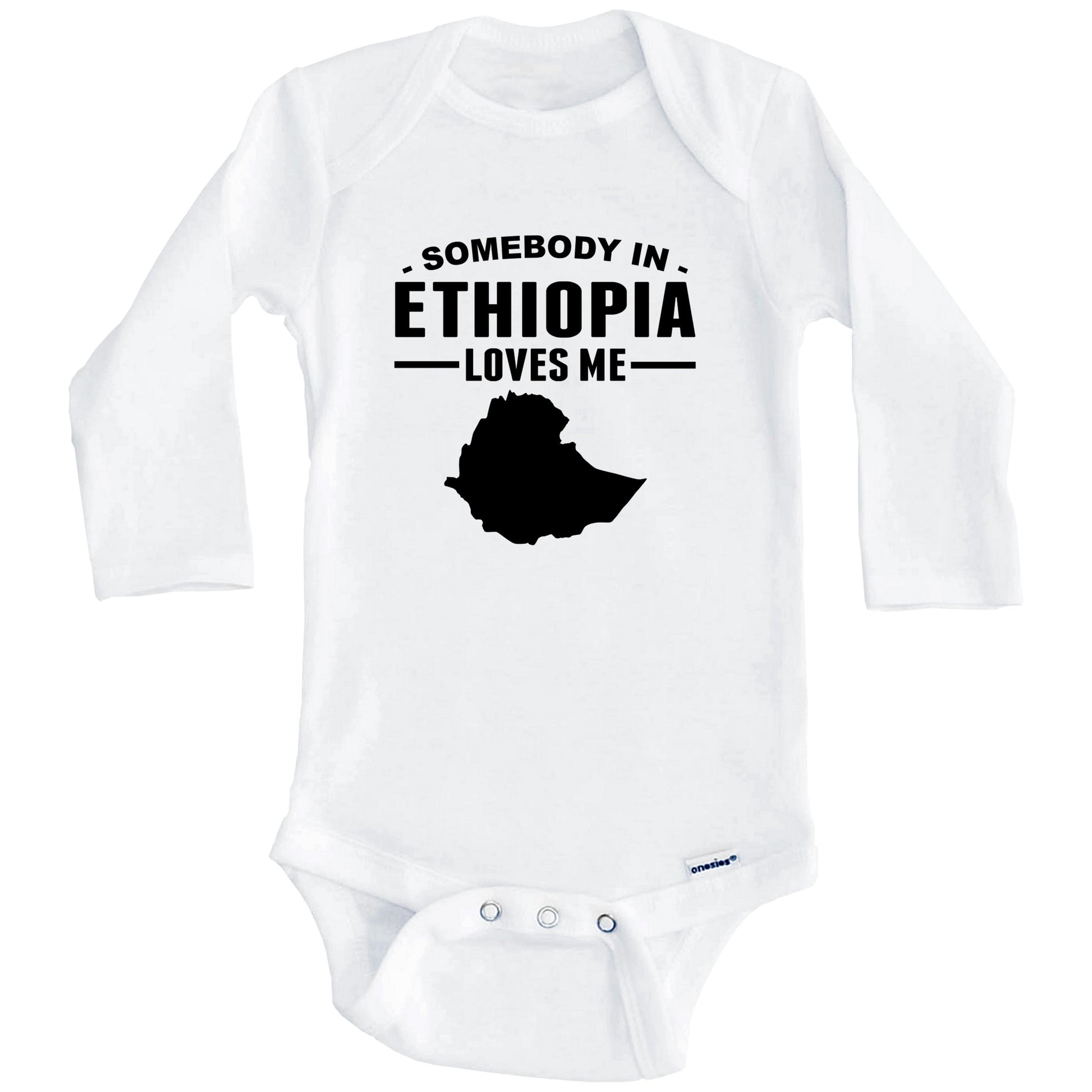 Somebody In Ethiopia Loves Me Baby Onesie (Long Sleeves)