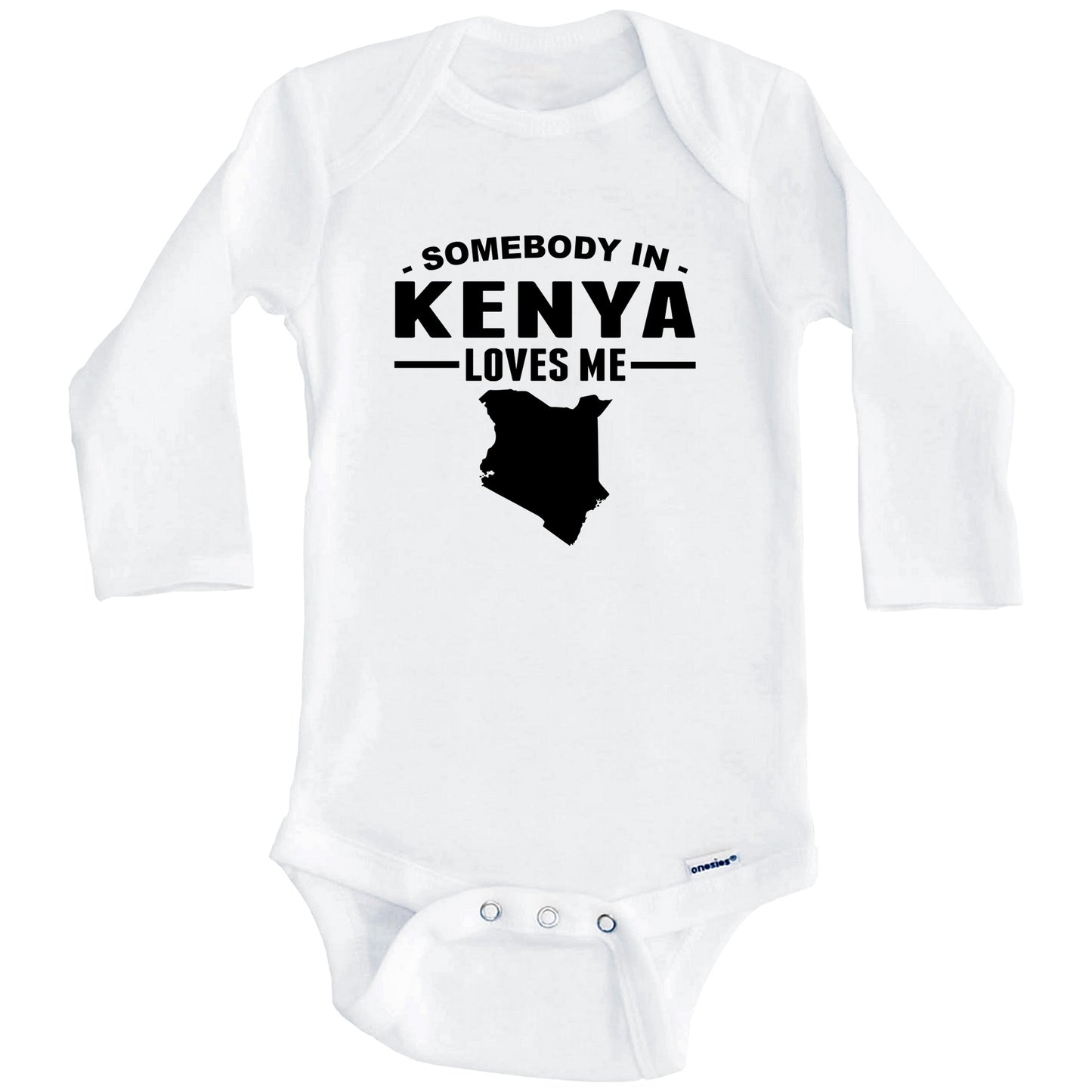 Somebody In Kenya Loves Me Baby Onesie (Long Sleeves)