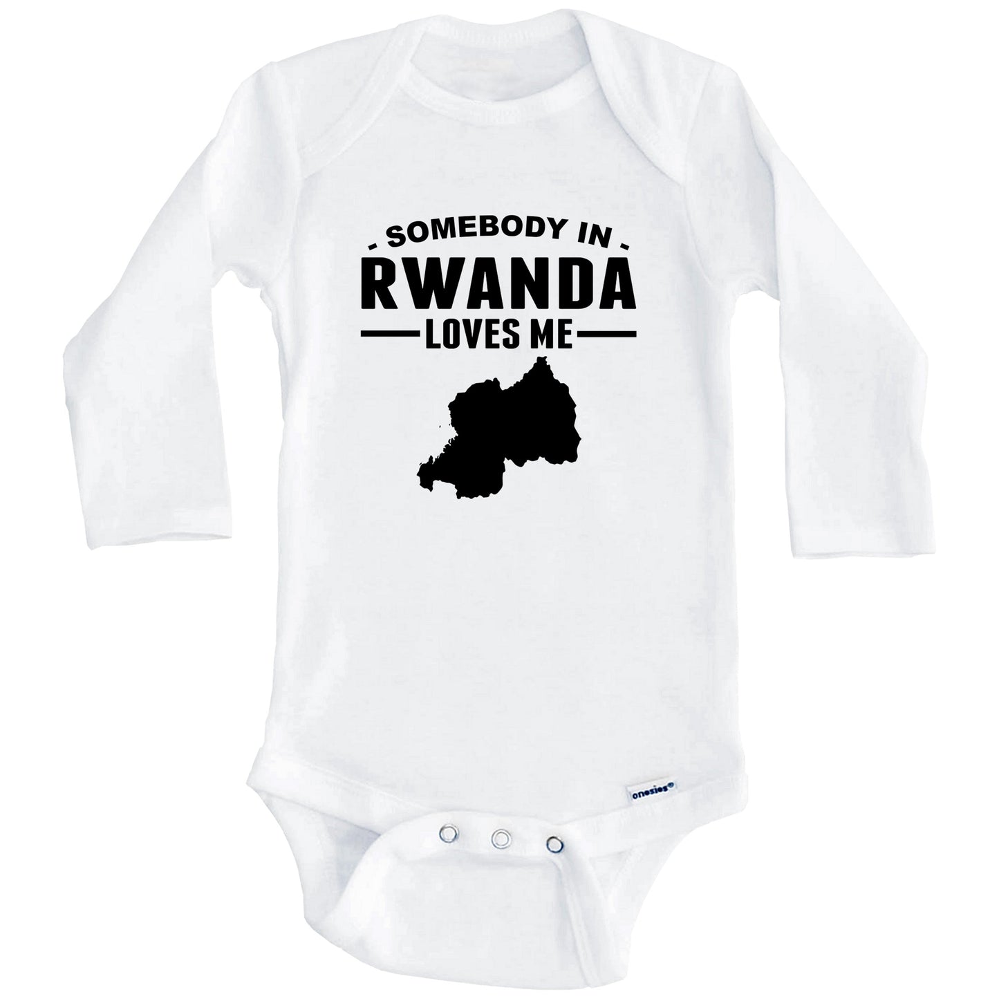 Somebody In Rwanda Loves Me Baby Onesie (Long Sleeves)