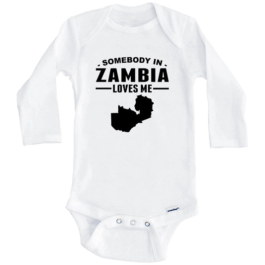 Somebody In Zambia Loves Me Baby Onesie (Long Sleeves)