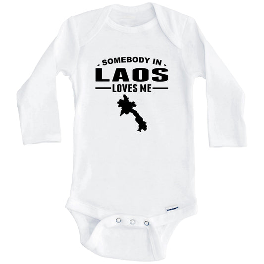 Somebody In Laos Loves Me Baby Onesie (Long Sleeves)