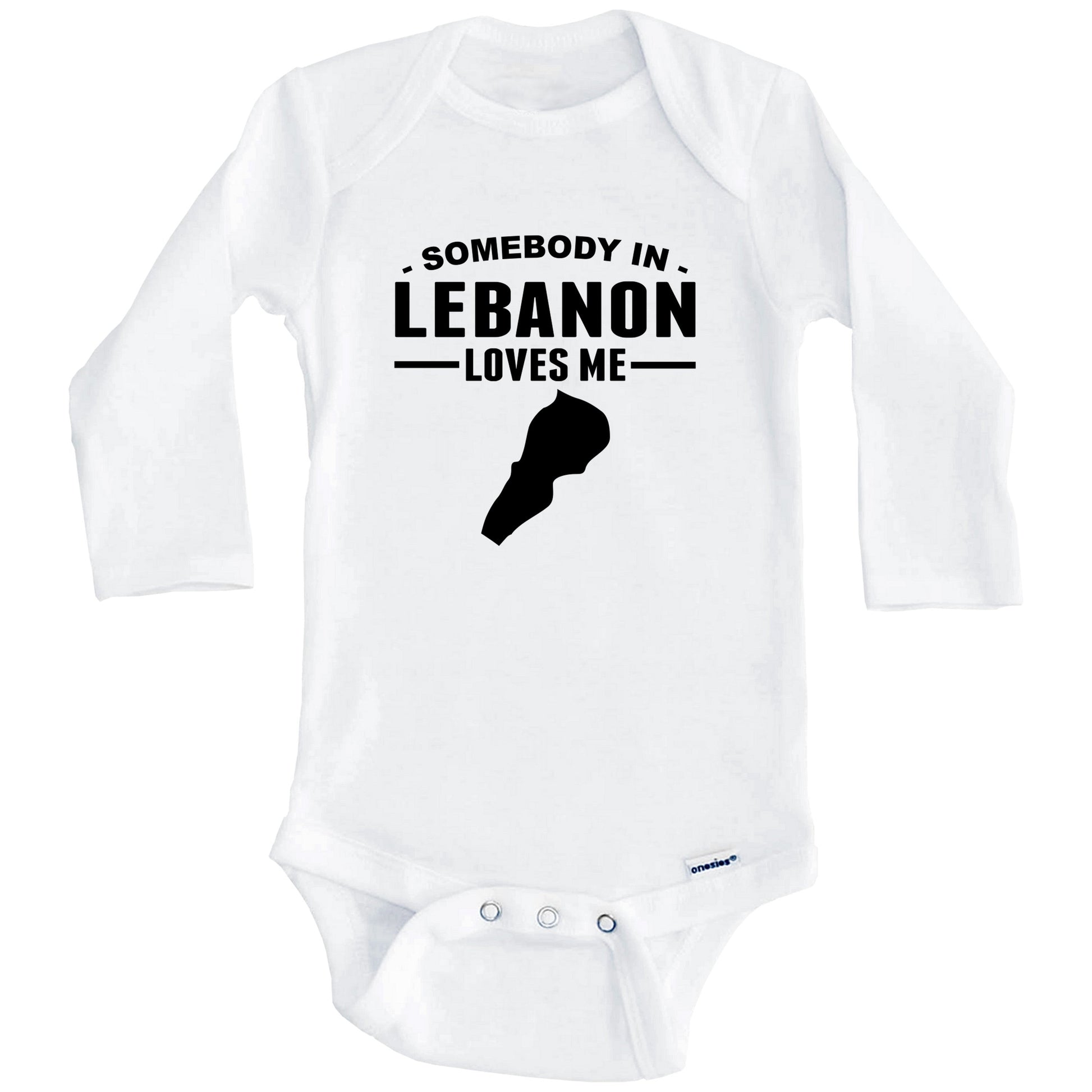 Somebody In Lebanon Loves Me Baby Onesie (Long Sleeves)