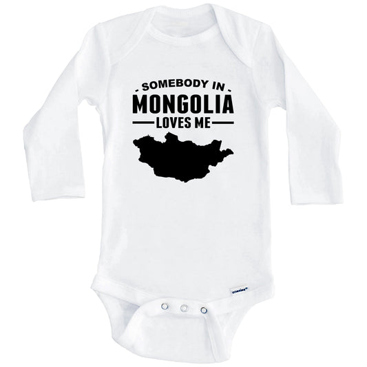 Somebody In Mongolia Loves Me Baby Onesie (Long Sleeves)
