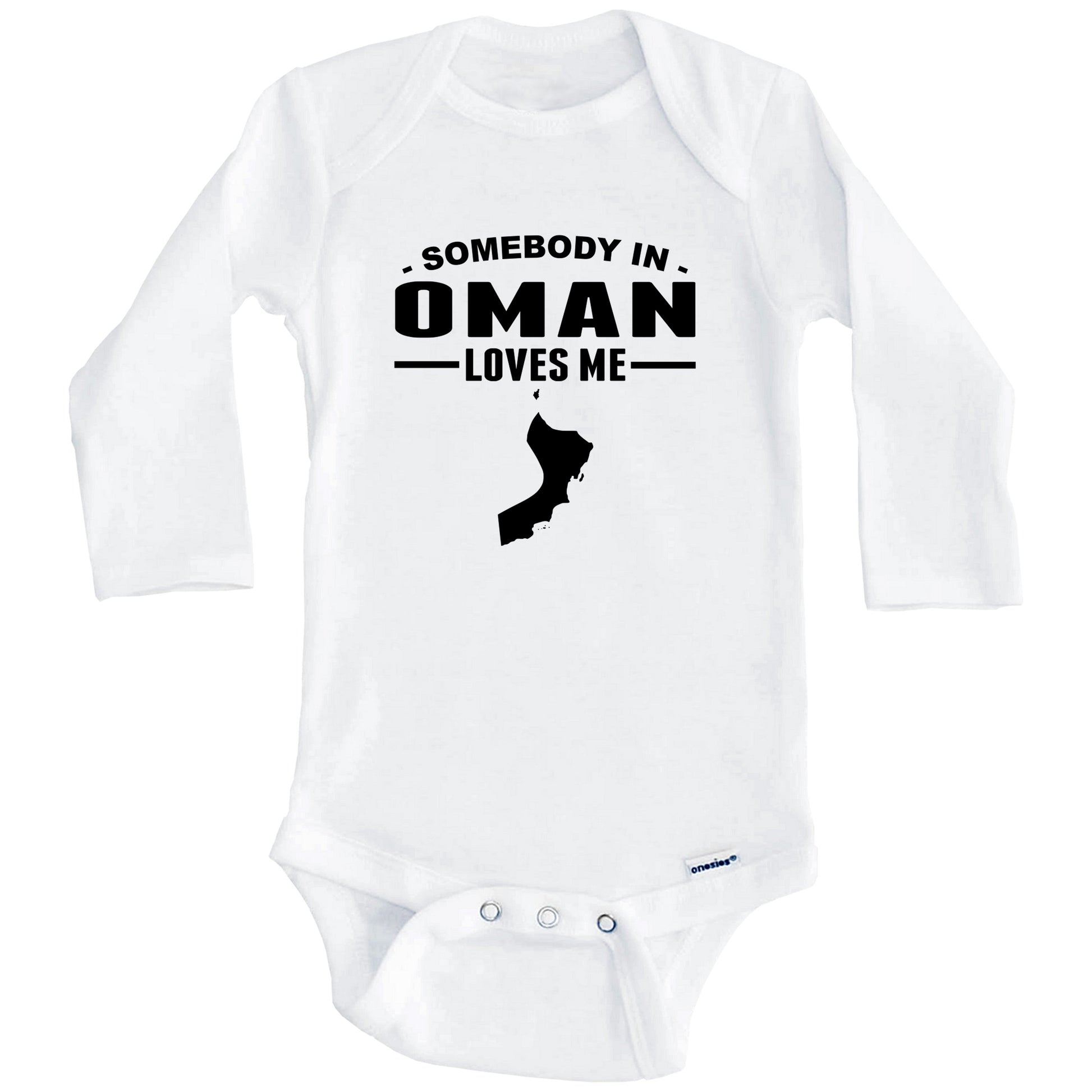 Somebody In Oman Loves Me Baby Onesie (Long Sleeves)