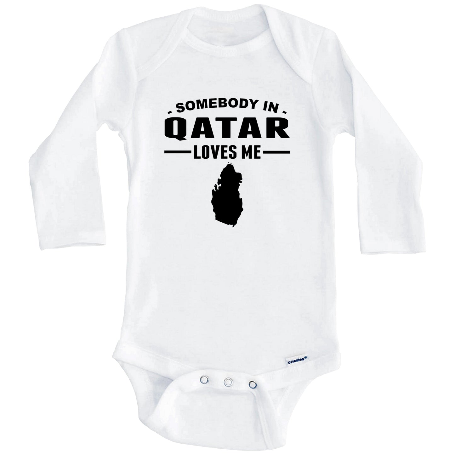 Somebody In Qatar Loves Me Baby Onesie (Long Sleeves)