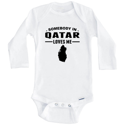 Somebody In Qatar Loves Me Baby Onesie (Long Sleeves)