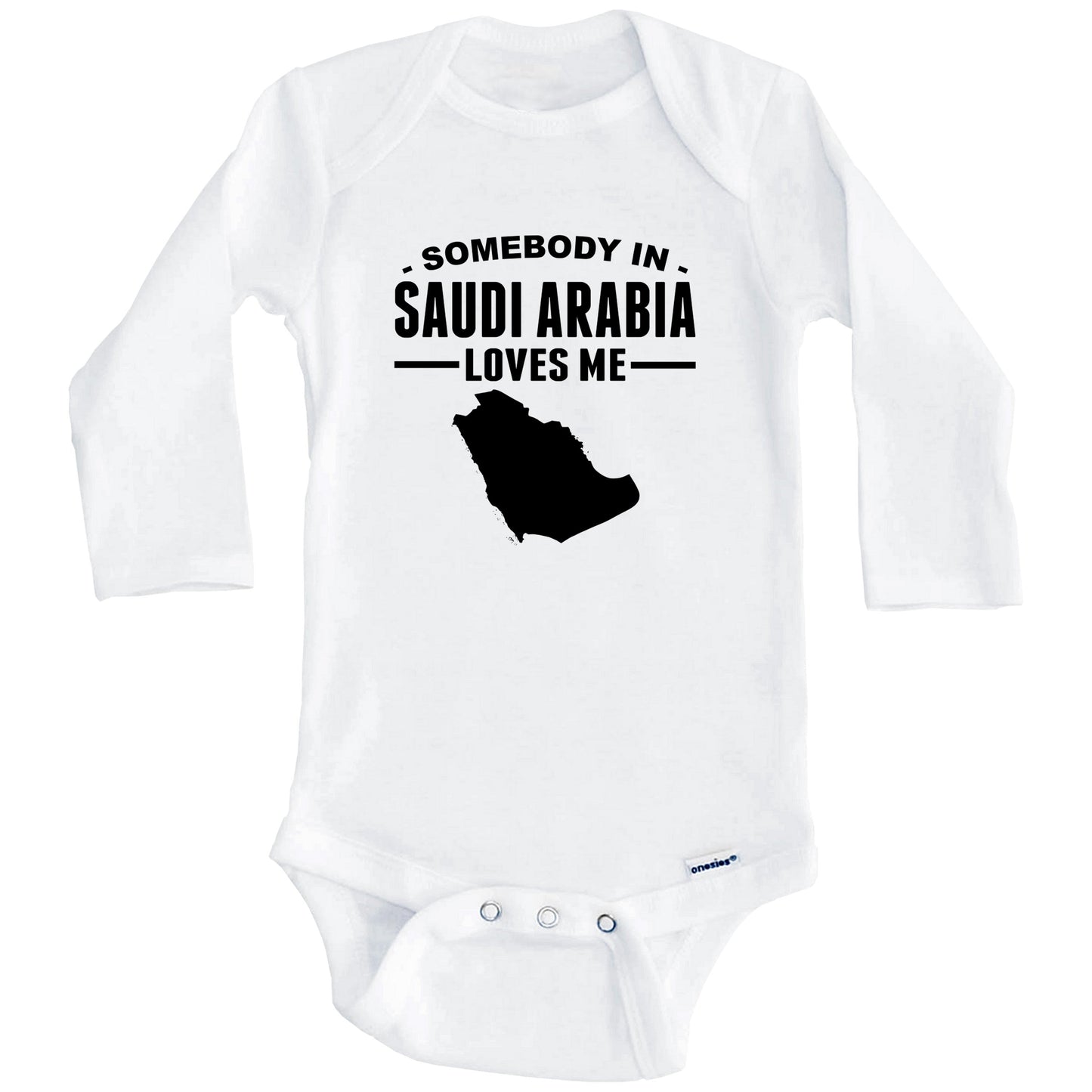 Somebody In Saudi Arabia Loves Me Baby Onesie (Long Sleeves)