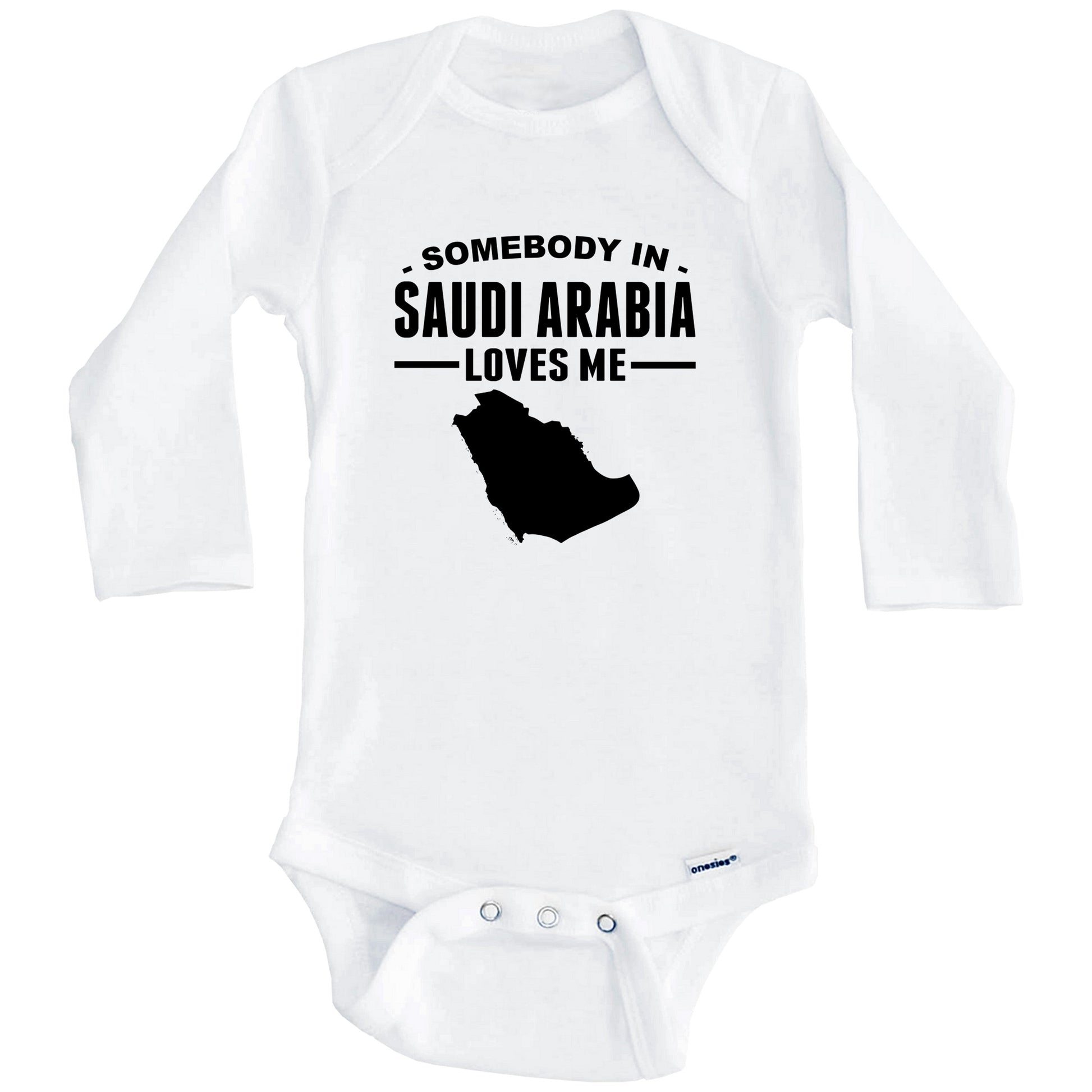 Somebody In Saudi Arabia Loves Me Baby Onesie (Long Sleeves)