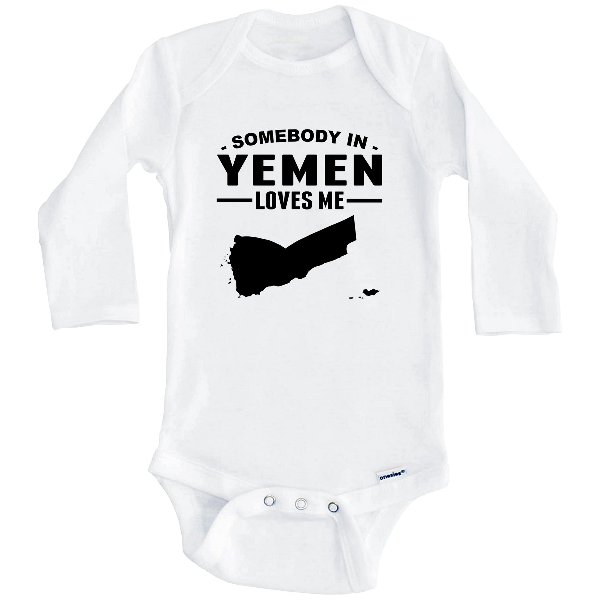 Somebody In Yemen Loves Me Baby Onesie (Long Sleeves)