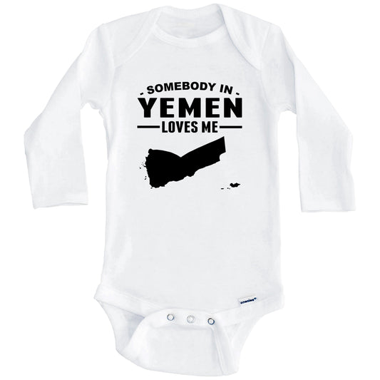 Somebody In Yemen Loves Me Baby Onesie (Long Sleeves)