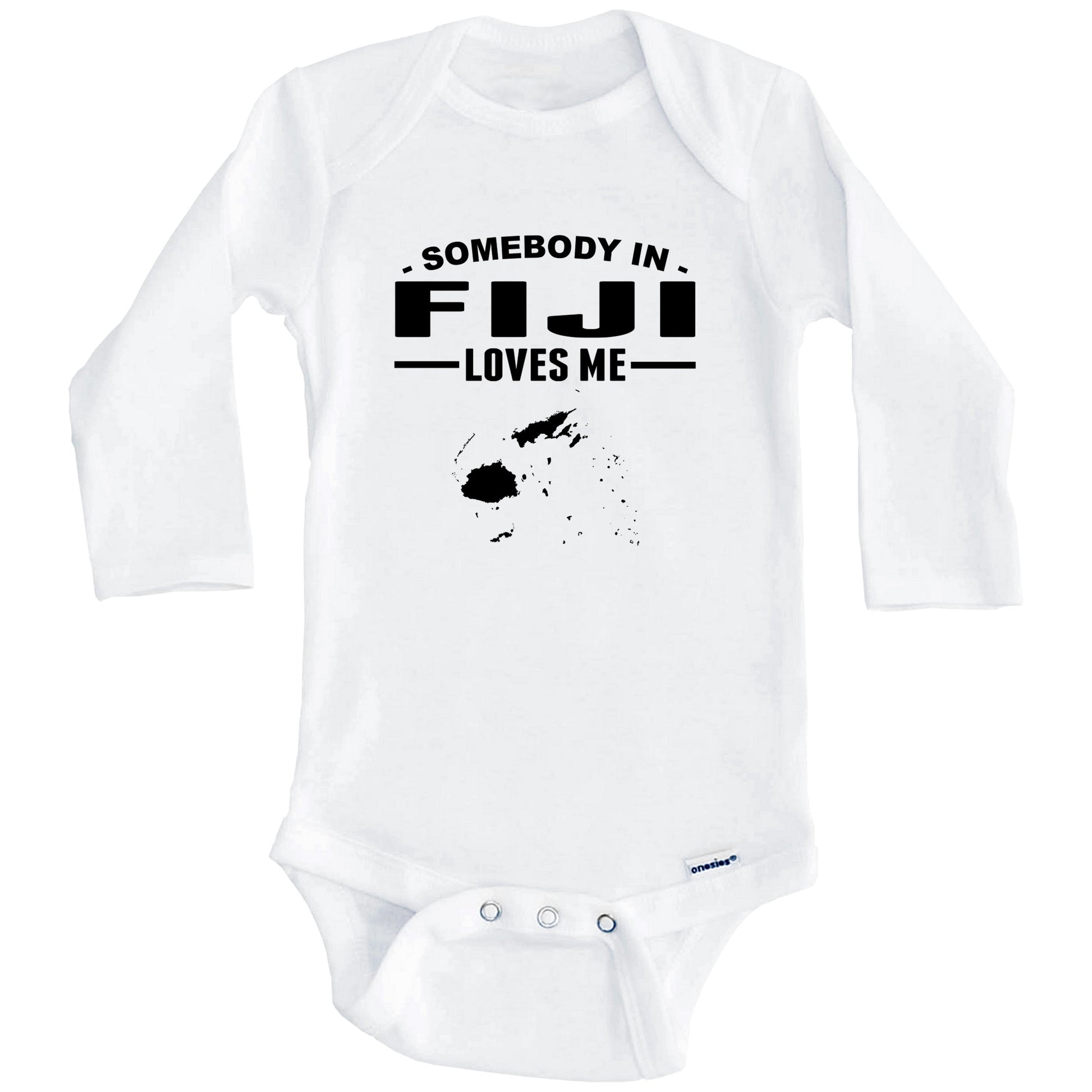 Somebody In Fiji Loves Me Baby Onesie (Long Sleeves)