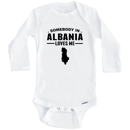 Somebody In Albania Loves Me Baby Onesie (Long Sleeves)