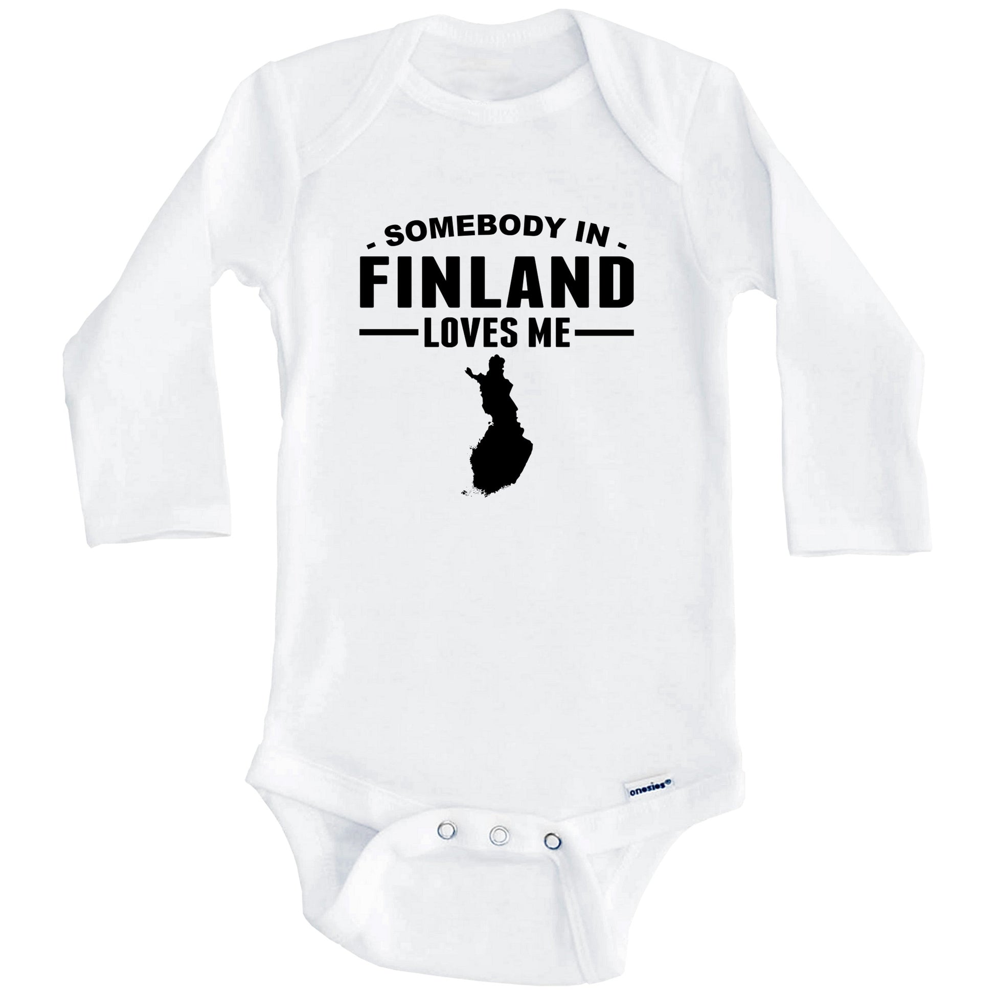 Somebody In Finland Loves Me Baby Onesie (Long Sleeves)