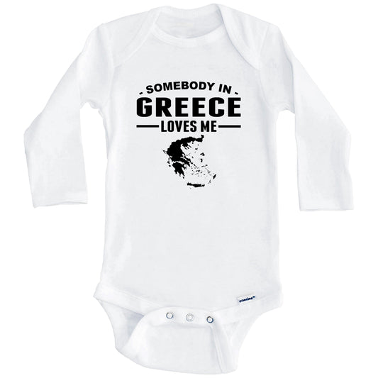 Somebody In Greece Loves Me Baby Onesie (Long Sleeves)