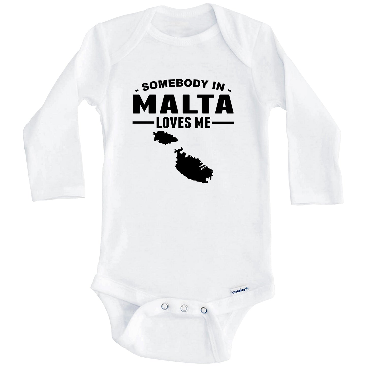 Somebody In Malta Loves Me Baby Onesie (Long Sleeves)