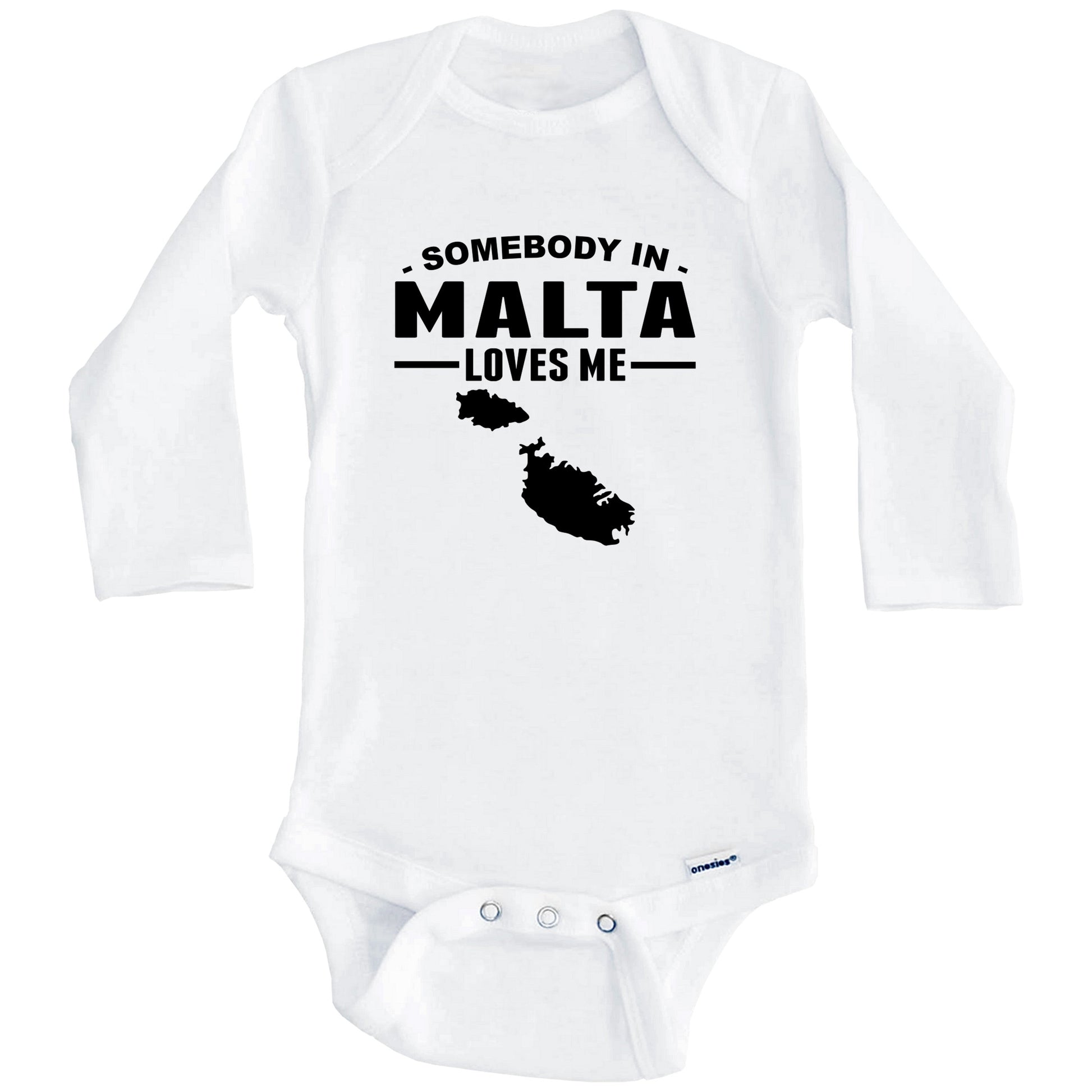 Somebody In Malta Loves Me Baby Onesie (Long Sleeves)