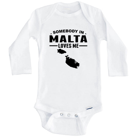 Somebody In Malta Loves Me Baby Onesie (Long Sleeves)