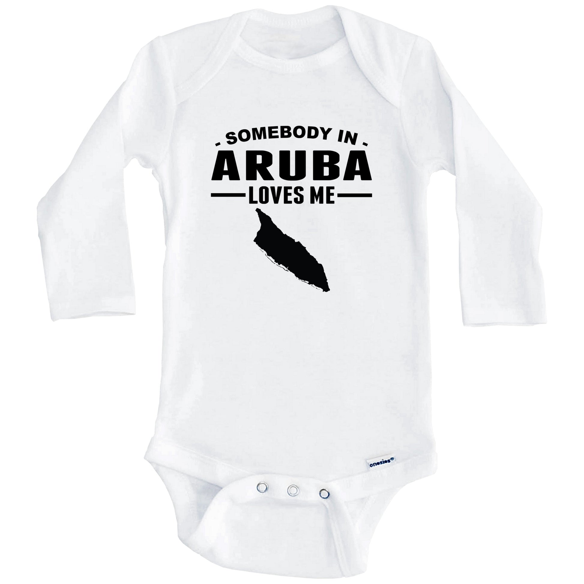 Somebody In Aruba Loves Me Baby Onesie (Long Sleeves)