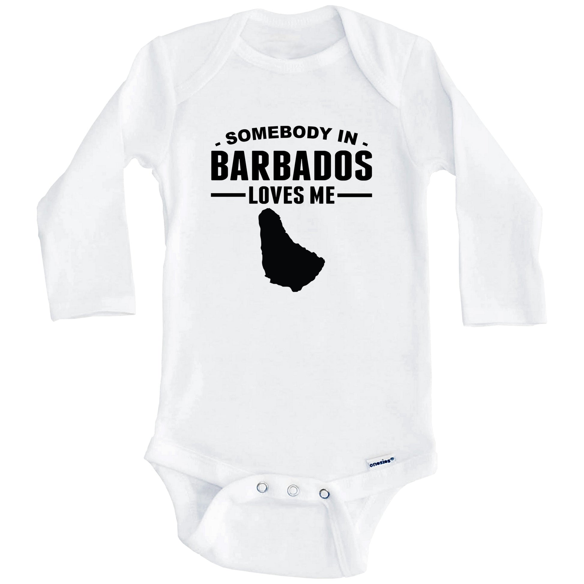 Somebody In Barbados Loves Me Baby Onesie (Long Sleeves)
