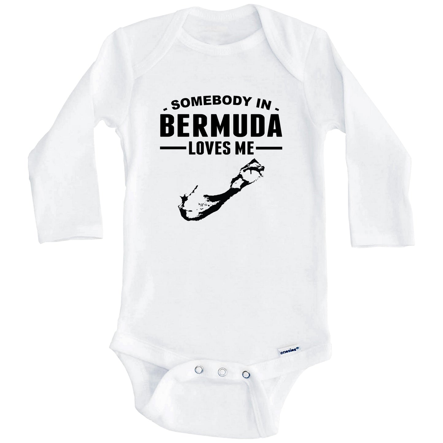 Somebody In Bermuda Loves Me Baby Onesie (Long Sleeves)