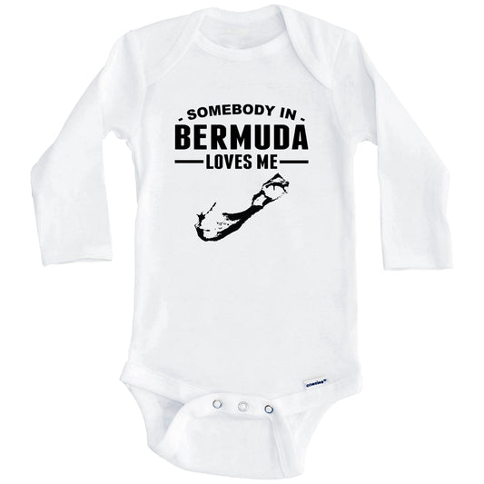 Somebody In Bermuda Loves Me Baby Onesie (Long Sleeves)