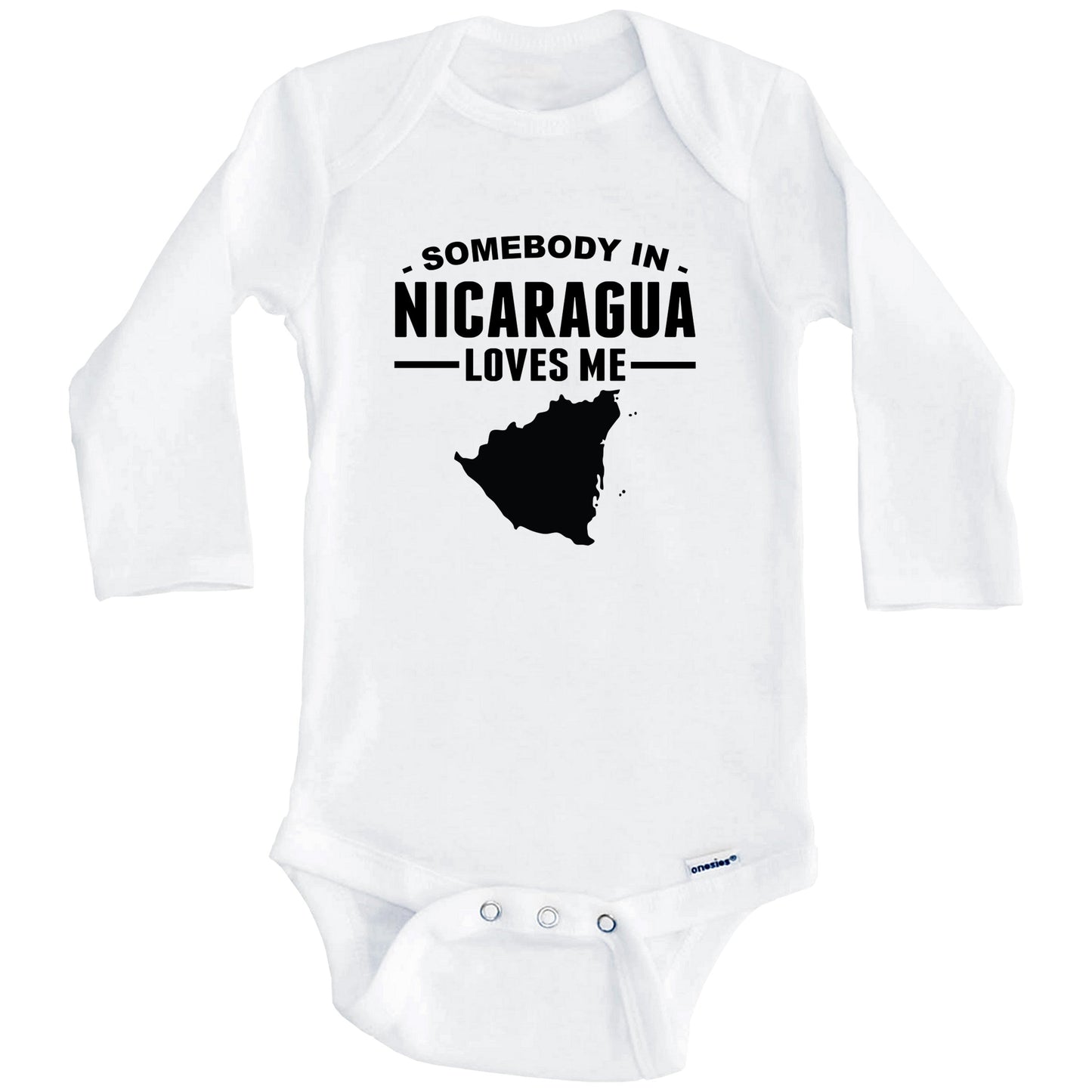 Somebody In Nicaragua Loves Me Baby Onesie (Long Sleeves)