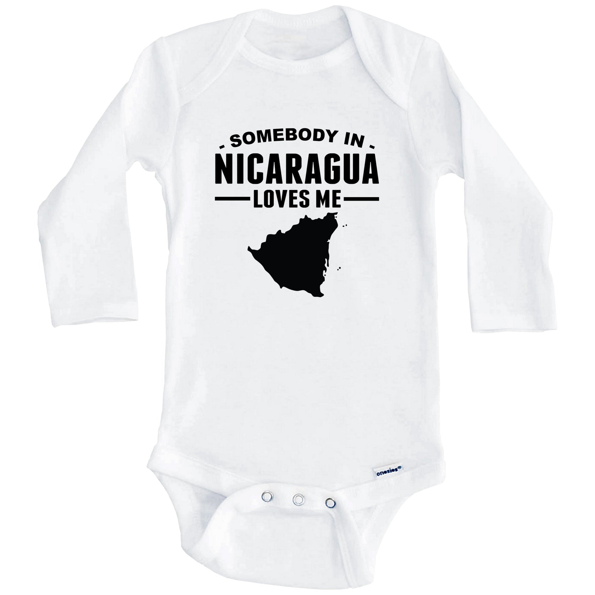 Somebody In Nicaragua Loves Me Baby Onesie (Long Sleeves)
