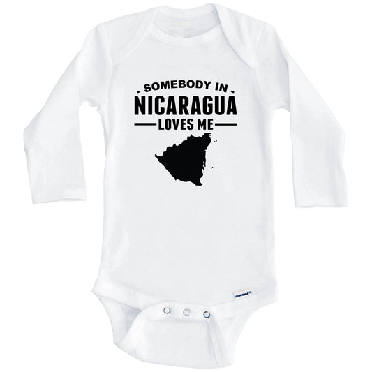 Somebody In Nicaragua Loves Me Baby Onesie (Long Sleeves)