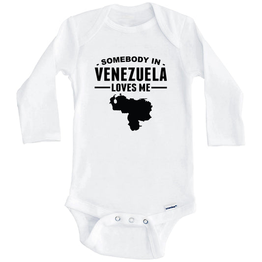 Somebody In Venezuela Loves Me Baby Onesie (Long Sleeves)