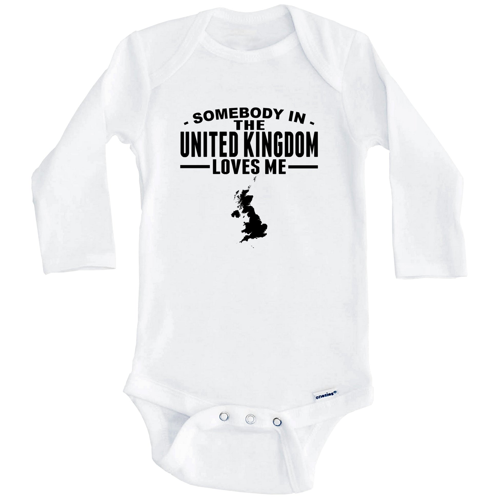 Somebody In The United Kingdom Loves Me Baby Onesie (Long Sleeves)