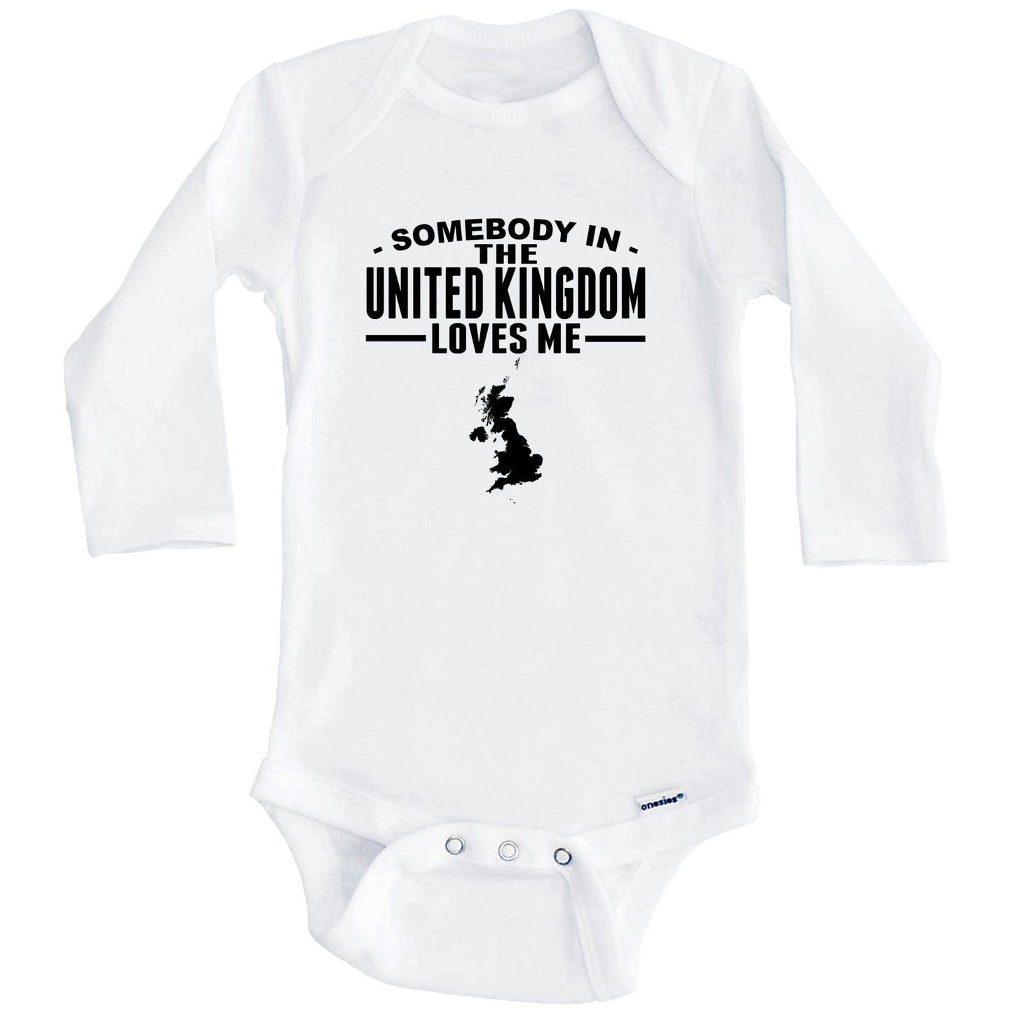 Somebody In The United Kingdom Loves Me Baby Onesie (Long Sleeves)