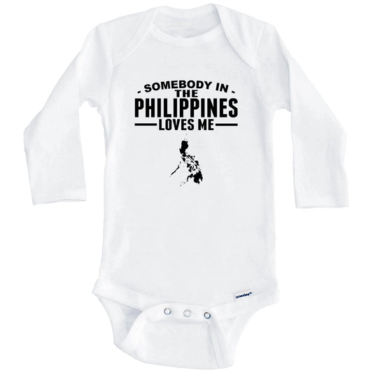 Somebody In The Philippines Loves Me Baby Onesie (Long Sleeves)