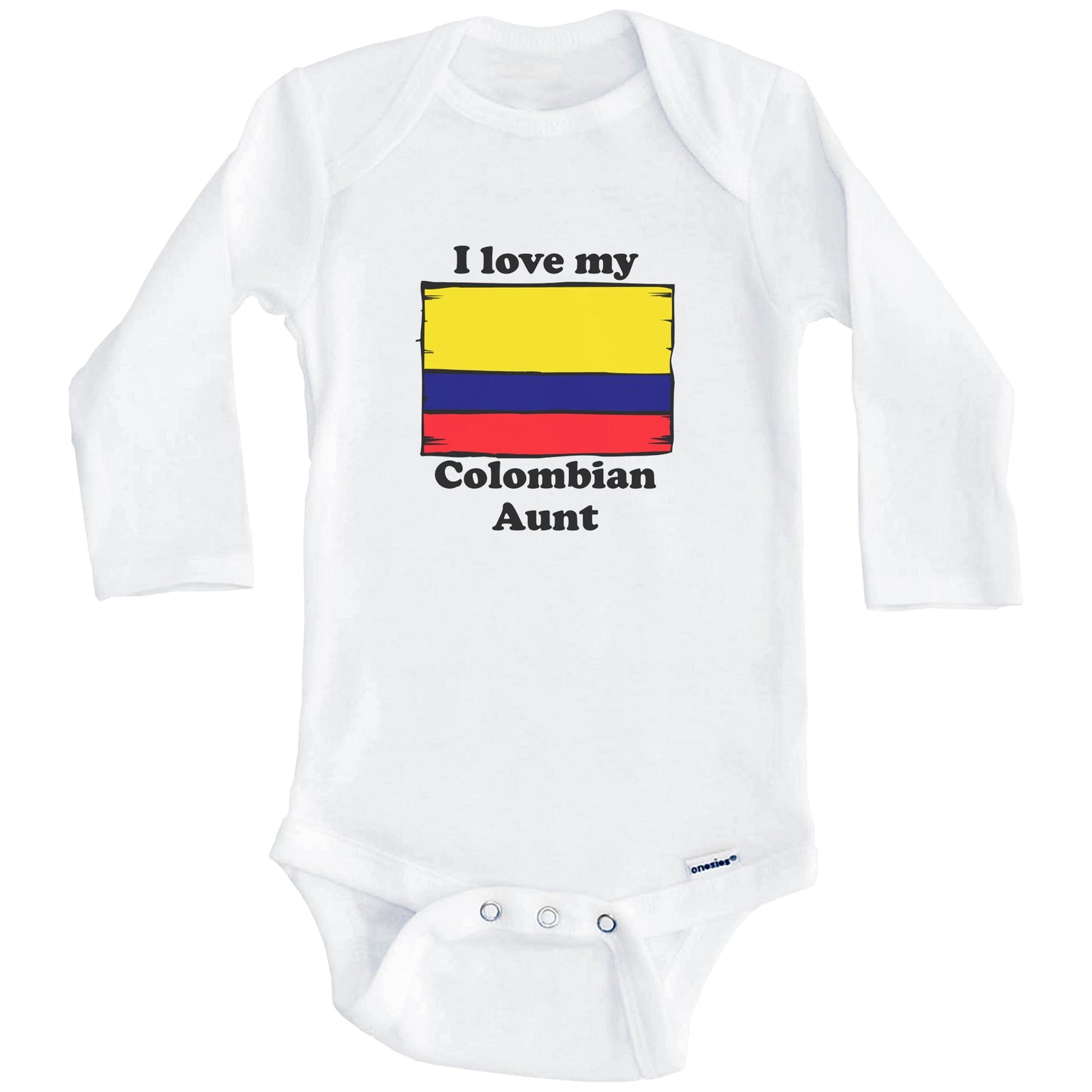 I Love My Colombian Aunt Colombia Flag Niece Nephew Baby Onesie (Long Sleeves)