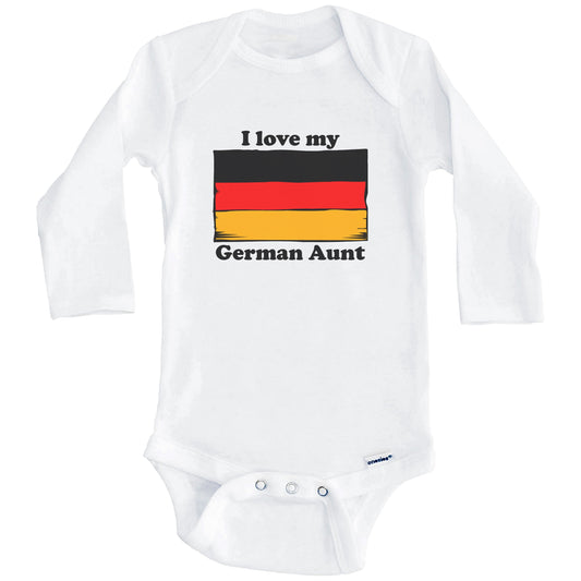 I Love My German Aunt Germany Flag Niece Nephew Baby Onesie (Long Sleeves)