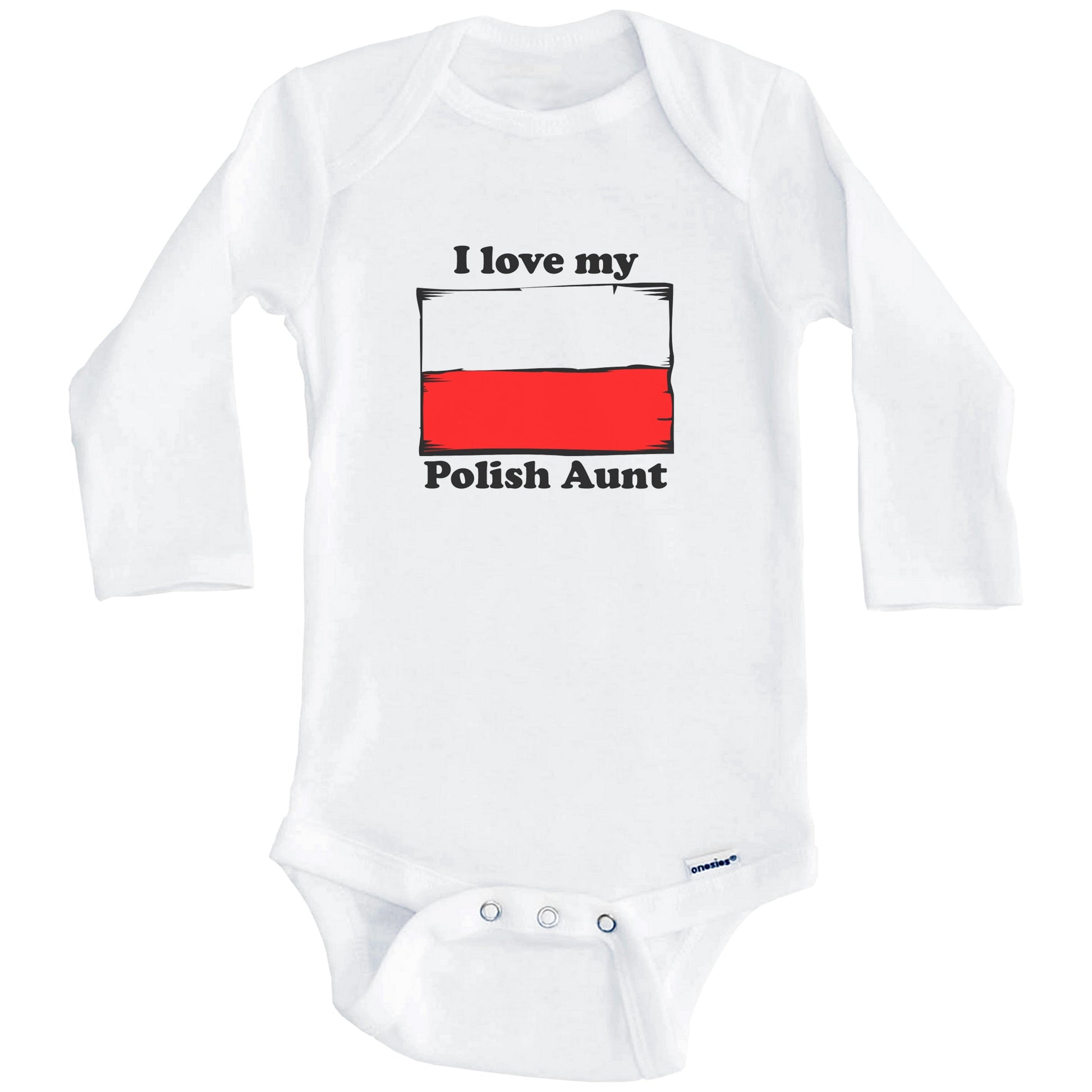 I Love My Polish Aunt Poland Flag Niece Nephew Baby Onesie (Long Sleeves)