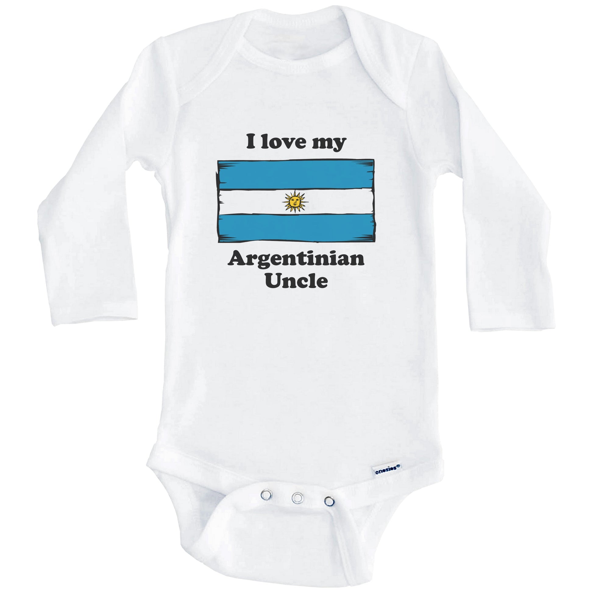 I Love My Argentinian Uncle Argentina Flag Niece Nephew Baby Onesie (Long Sleeves)