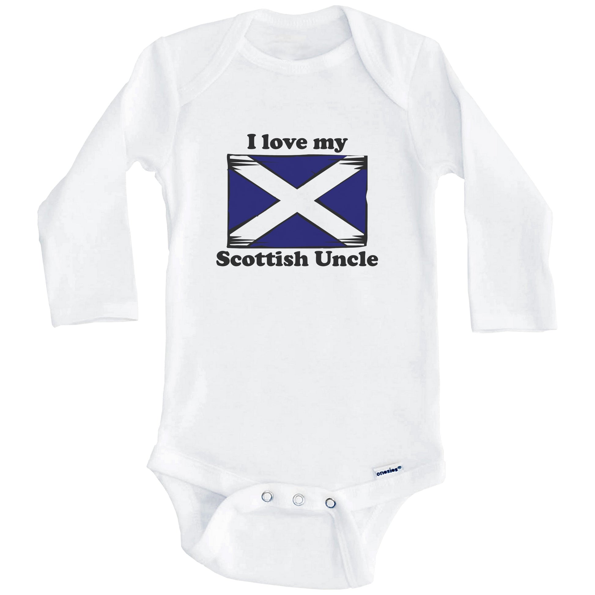 I Love My Scottish Uncle Scotland Flag Niece Nephew Baby Onesie (Long Sleeves)