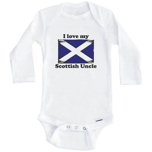 I Love My Scottish Uncle Scotland Flag Niece Nephew Baby Onesie (Long Sleeves)
