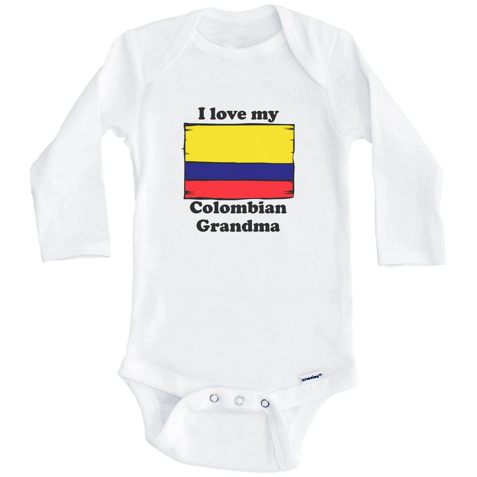 I Love My Colombian Grandma Colombia Flag Grandchild Baby Onesie (Long Sleeves)