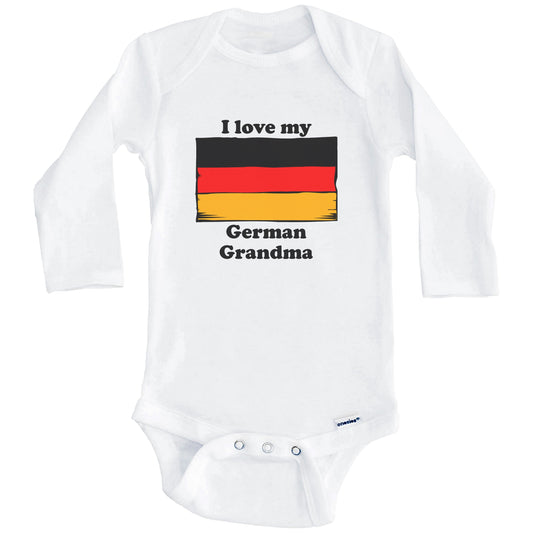 I Love My German Grandma Germany Flag Grandchild Baby Onesie (Long Sleeves)