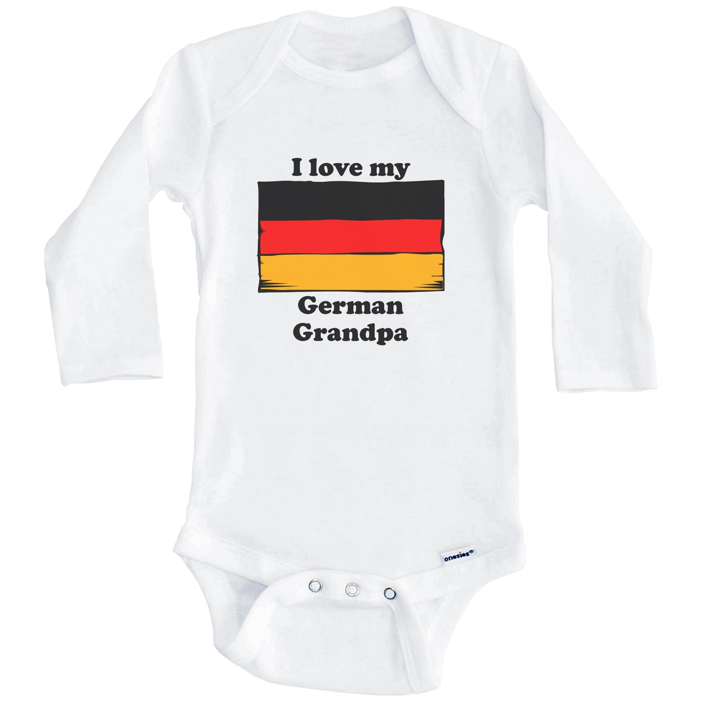 I Love My German Grandpa Germany Flag Grandchild Baby Onesie (Long Sleeves)
